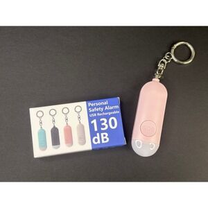Pink Rechargeable Personal Safety Alarm with LED Light, 130dB